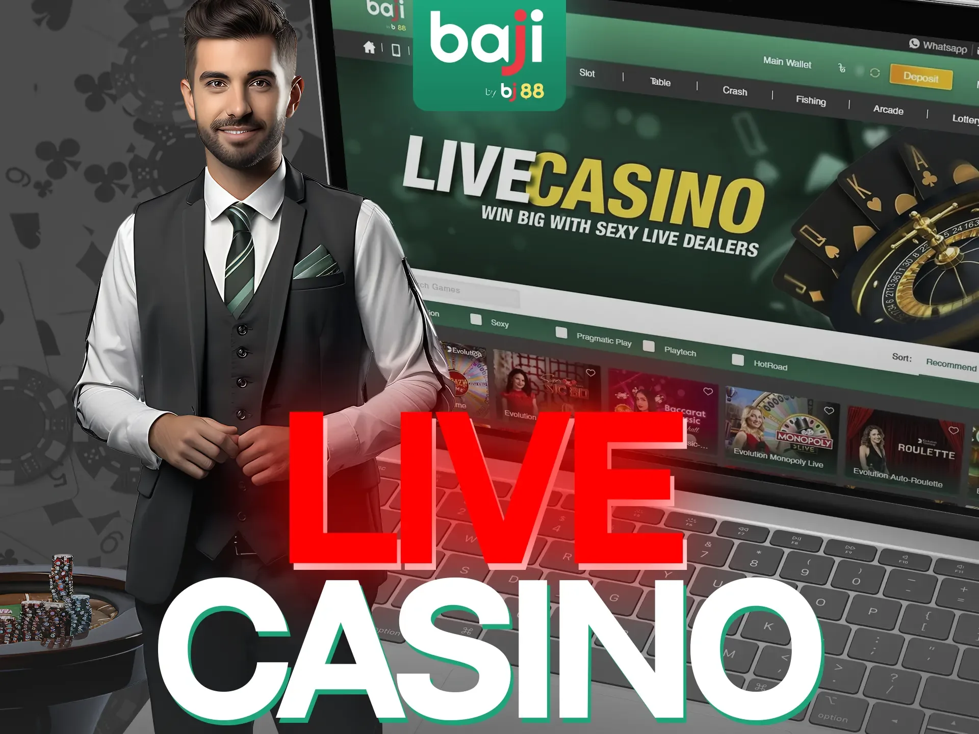 Join real-time gaming sessions with live dealers at Baji Live.