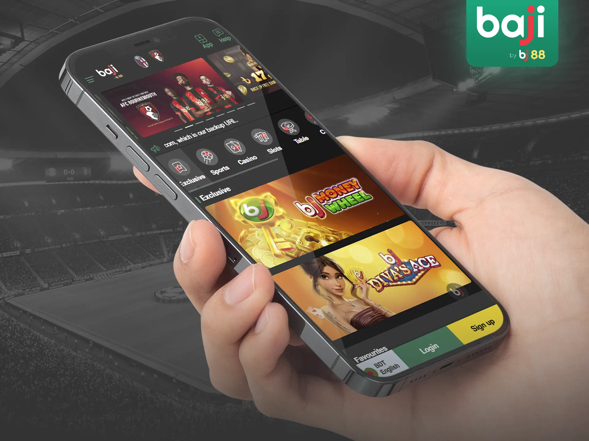 Baji Live mobile app section