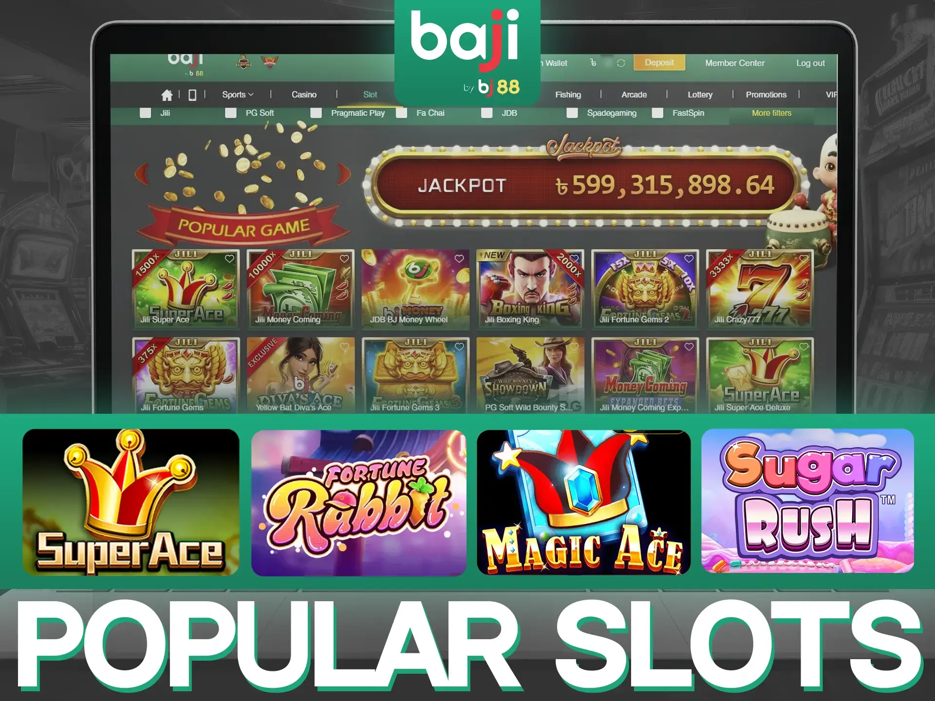 The most popular and interesting slot games at Baji Live website.