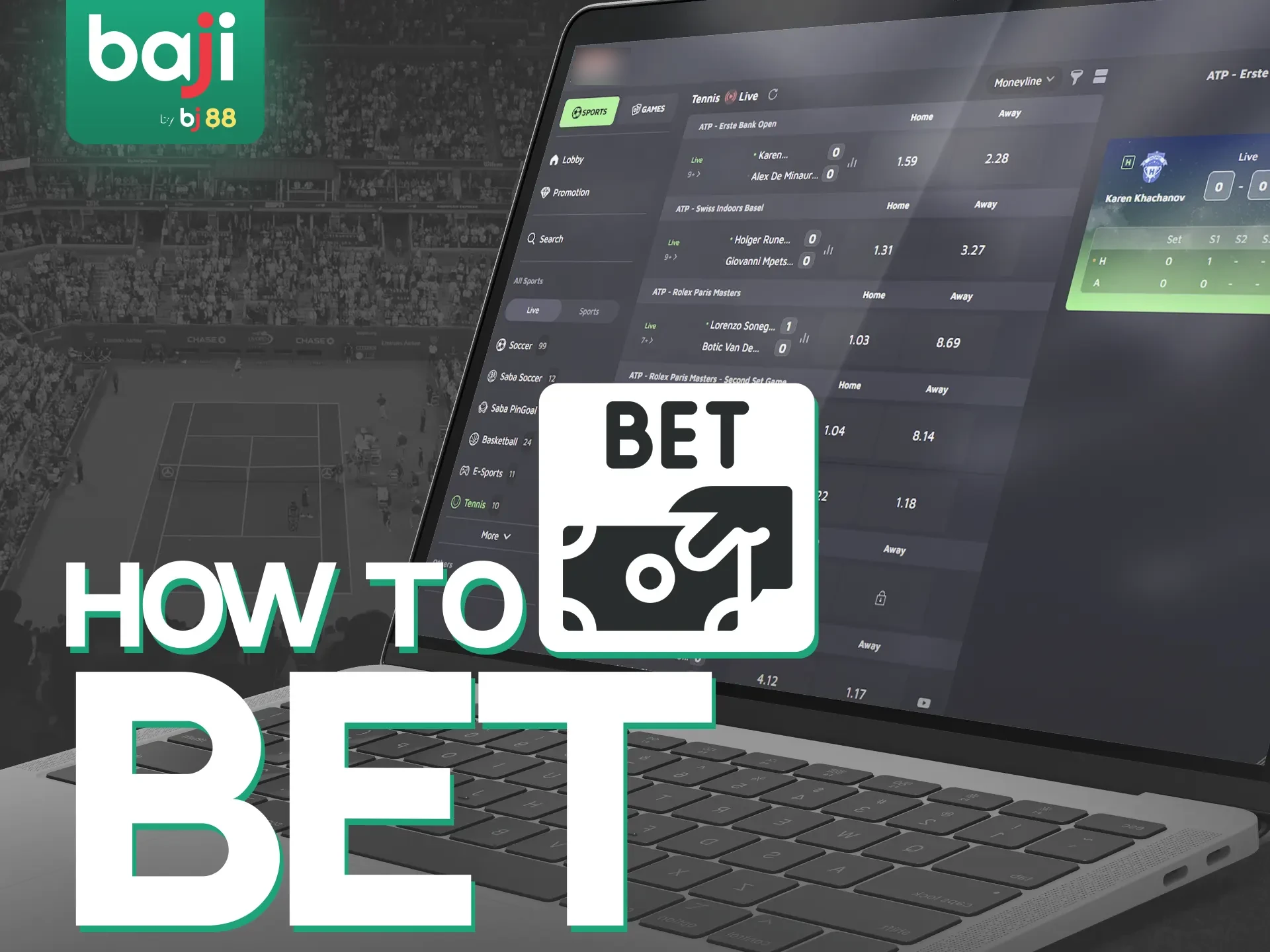 How to start betting on tennis at Baji Live.