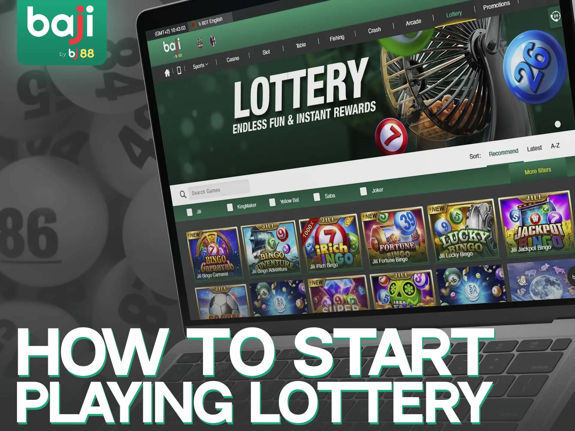 Register to start playing various lottery games at Baji Live.