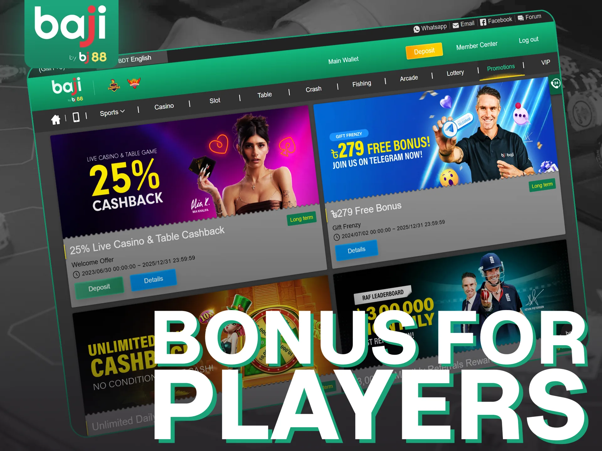 Don't forget to get special bonuses from Baji Live.