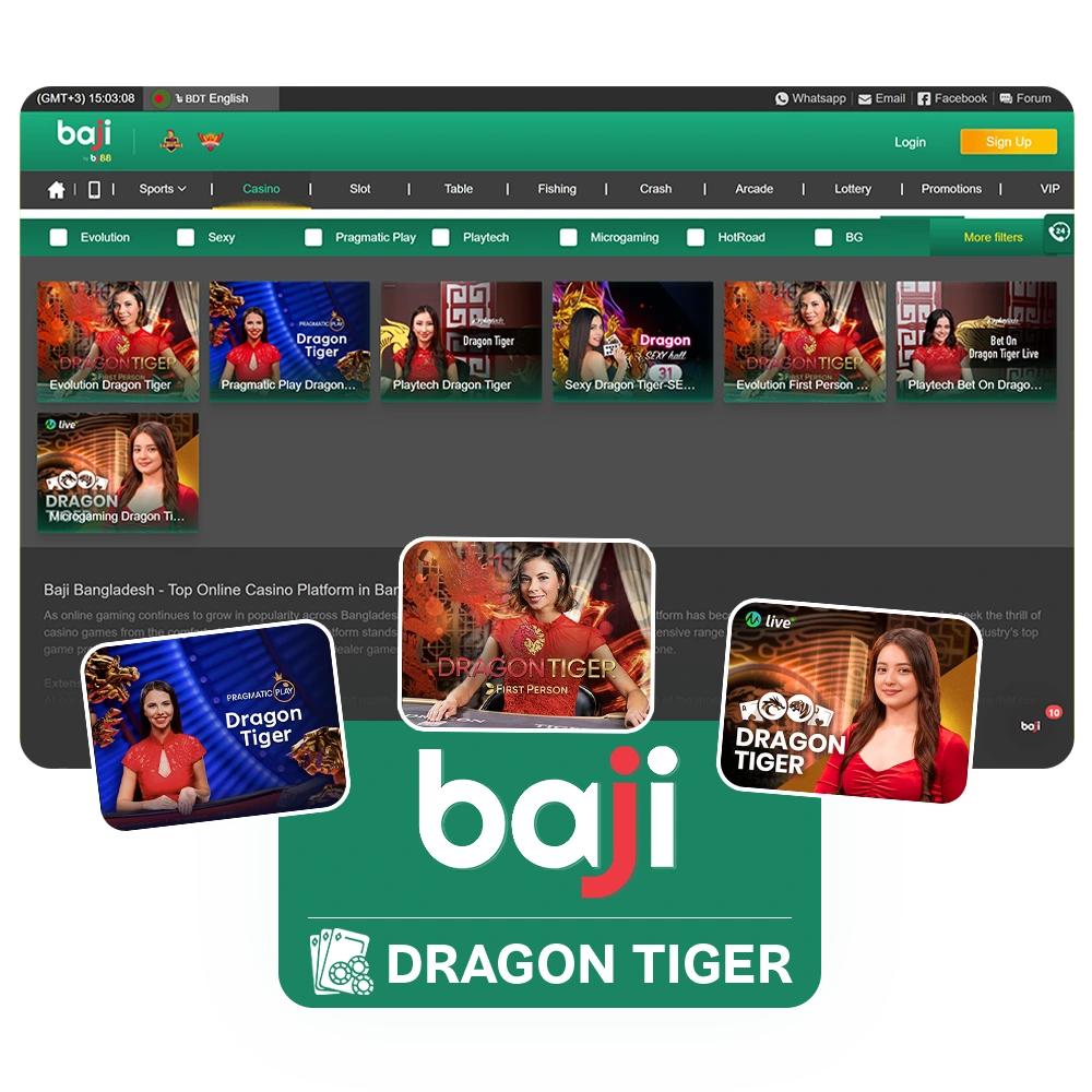 Try your hand in Dragon Tiger at Baji Live.