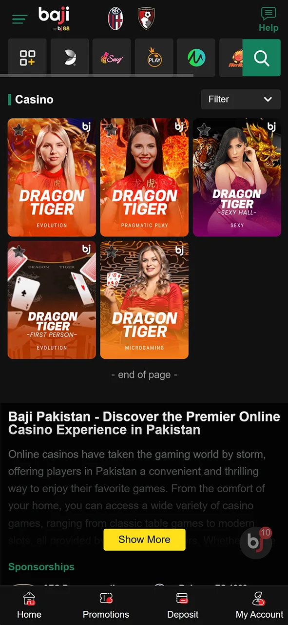 Now you can open up the casino section and venture into the world of Dragon Tiger at Baji Live.