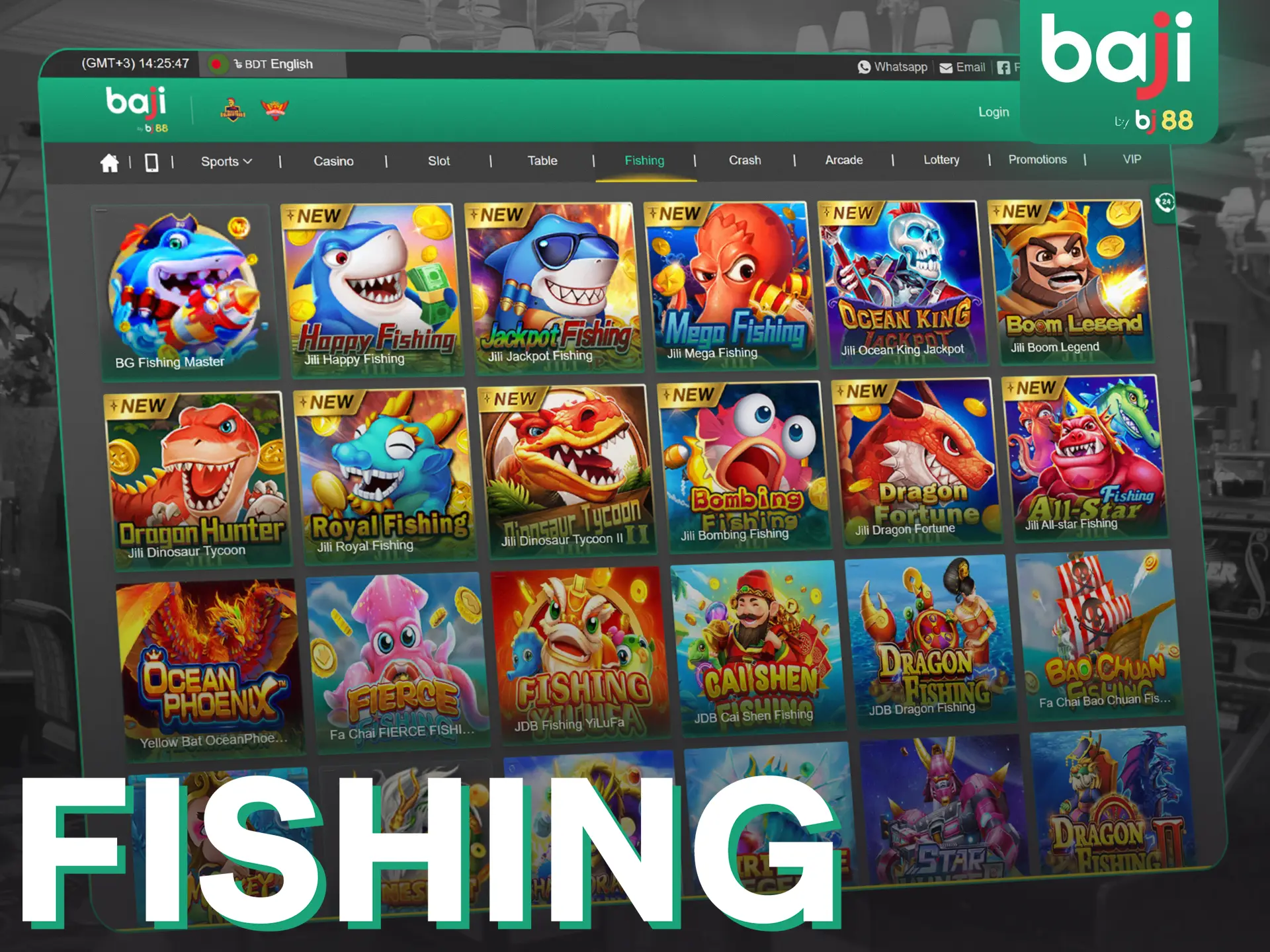 Sign up for Baji Live and go fishing.