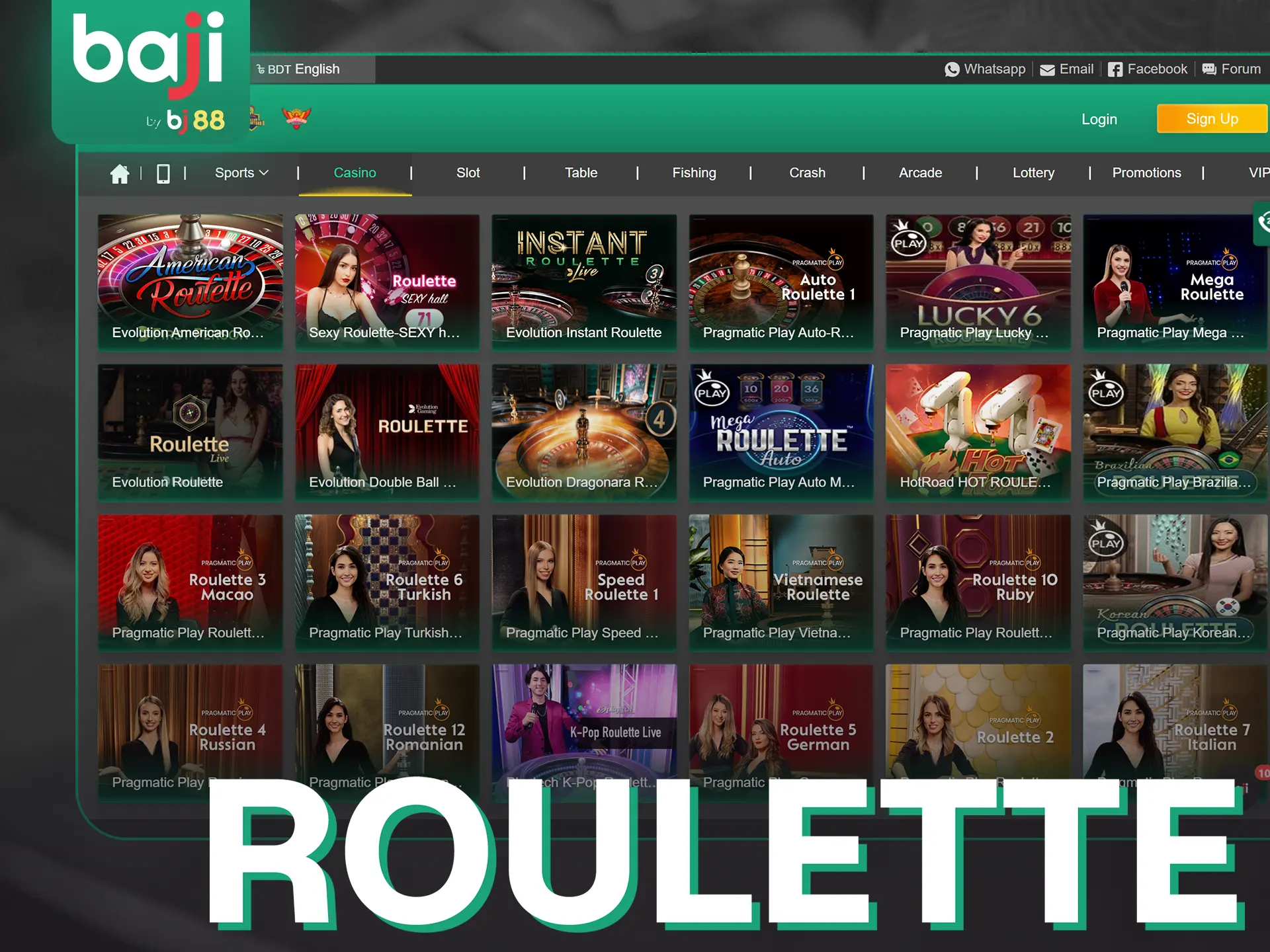 Baji Live invites you to play roulette.