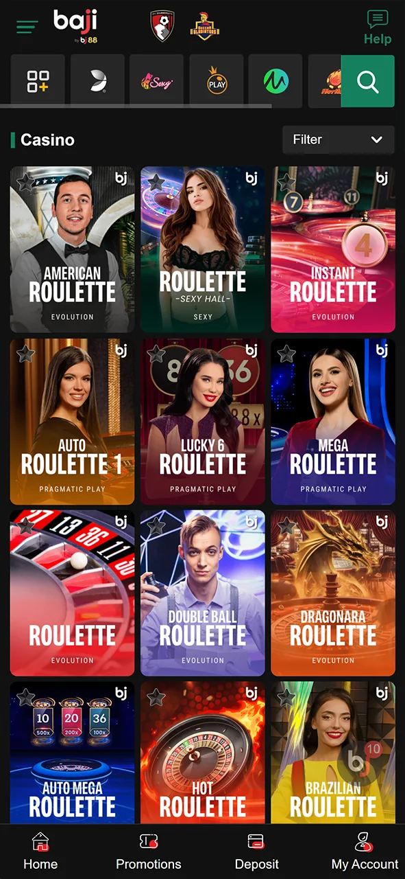 Choose your favorite roulette game and start winning with Baji Live.