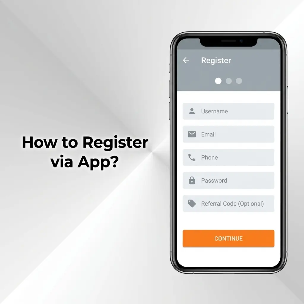 Baji Live app registration screen showing step-by-step sign-up process with phone, email, or social media options