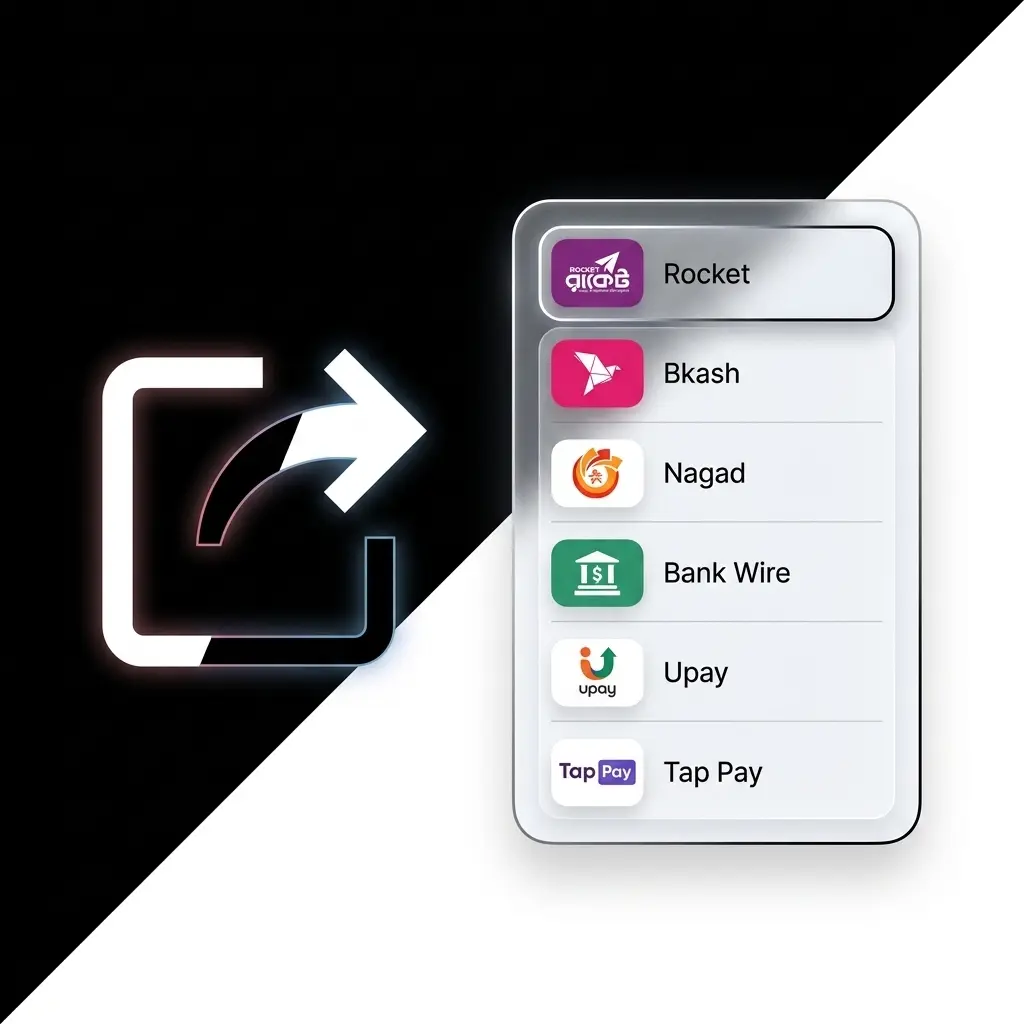 Baji Live withdrawal methods including bKash, Nagad, Rocket, Upay, Tap Pay, and Bank Wire for Bangladesh players