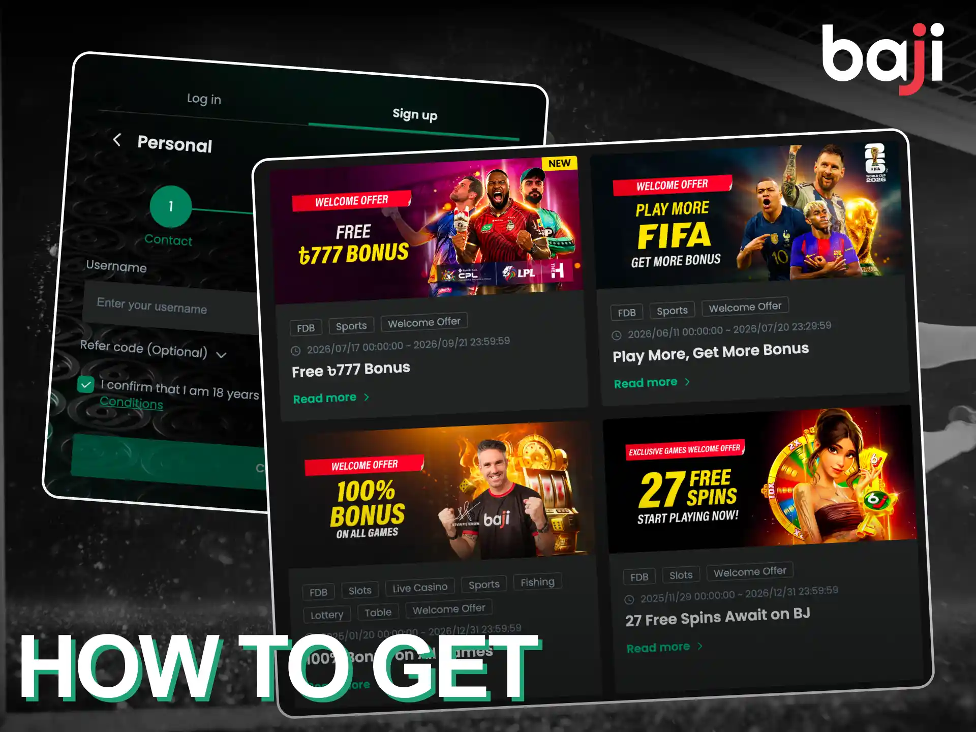 A simple guide on how to get bonuses at Baji Live website.
