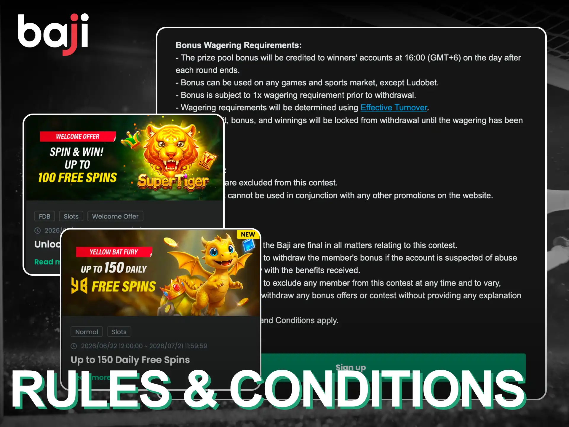 All bonuses at Baji Live must meet certain conditions before they can be withdrawn.