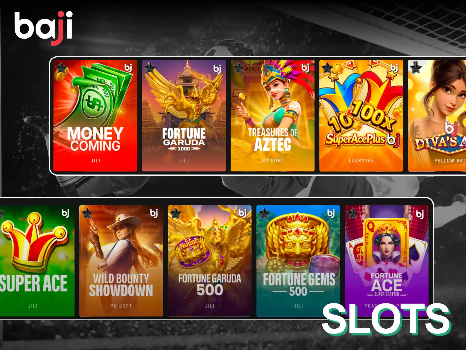 Play your favorite slot games at Baji Live casino.