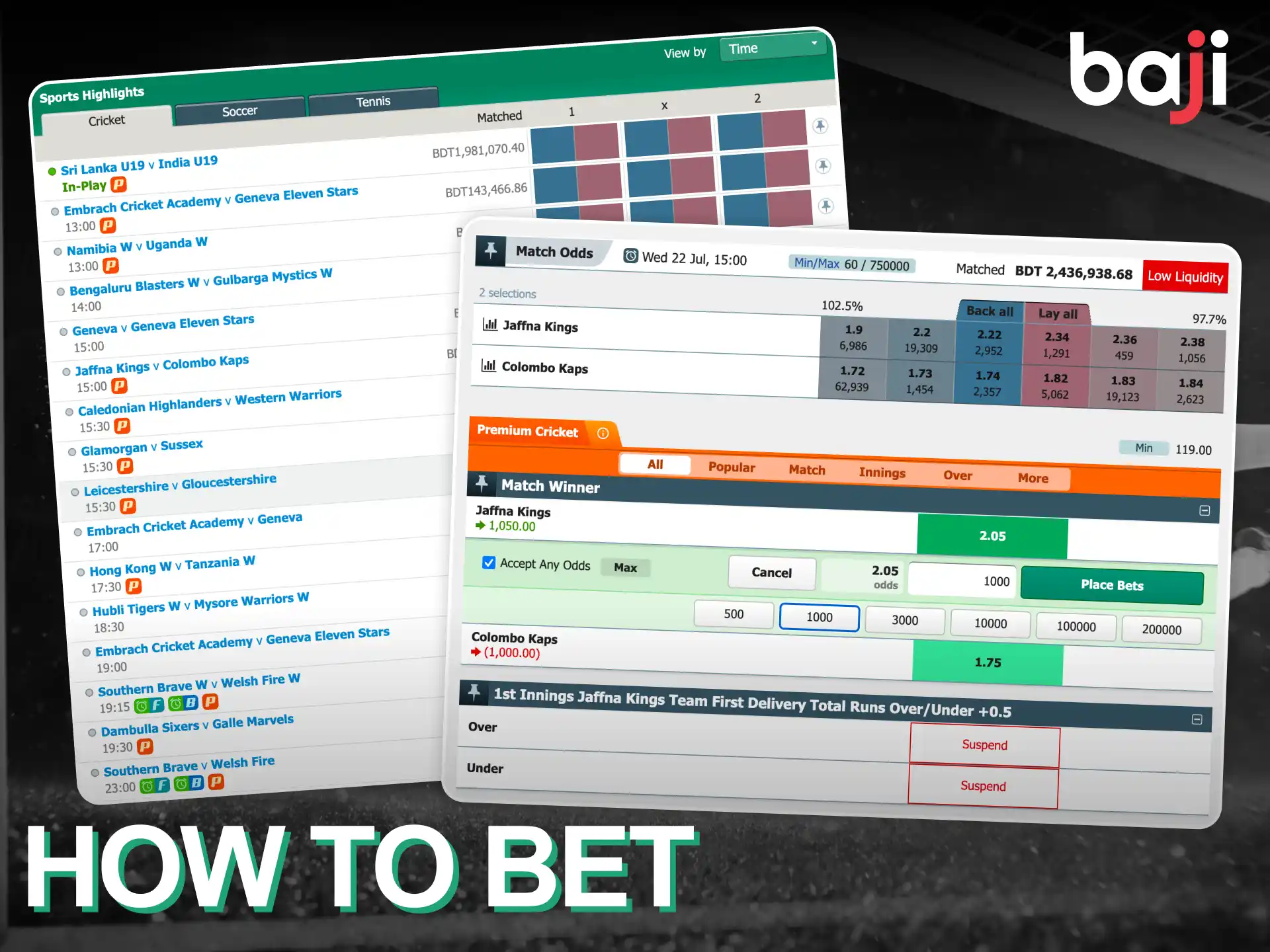 Here are the steps to start betting cricket at Baji Live.