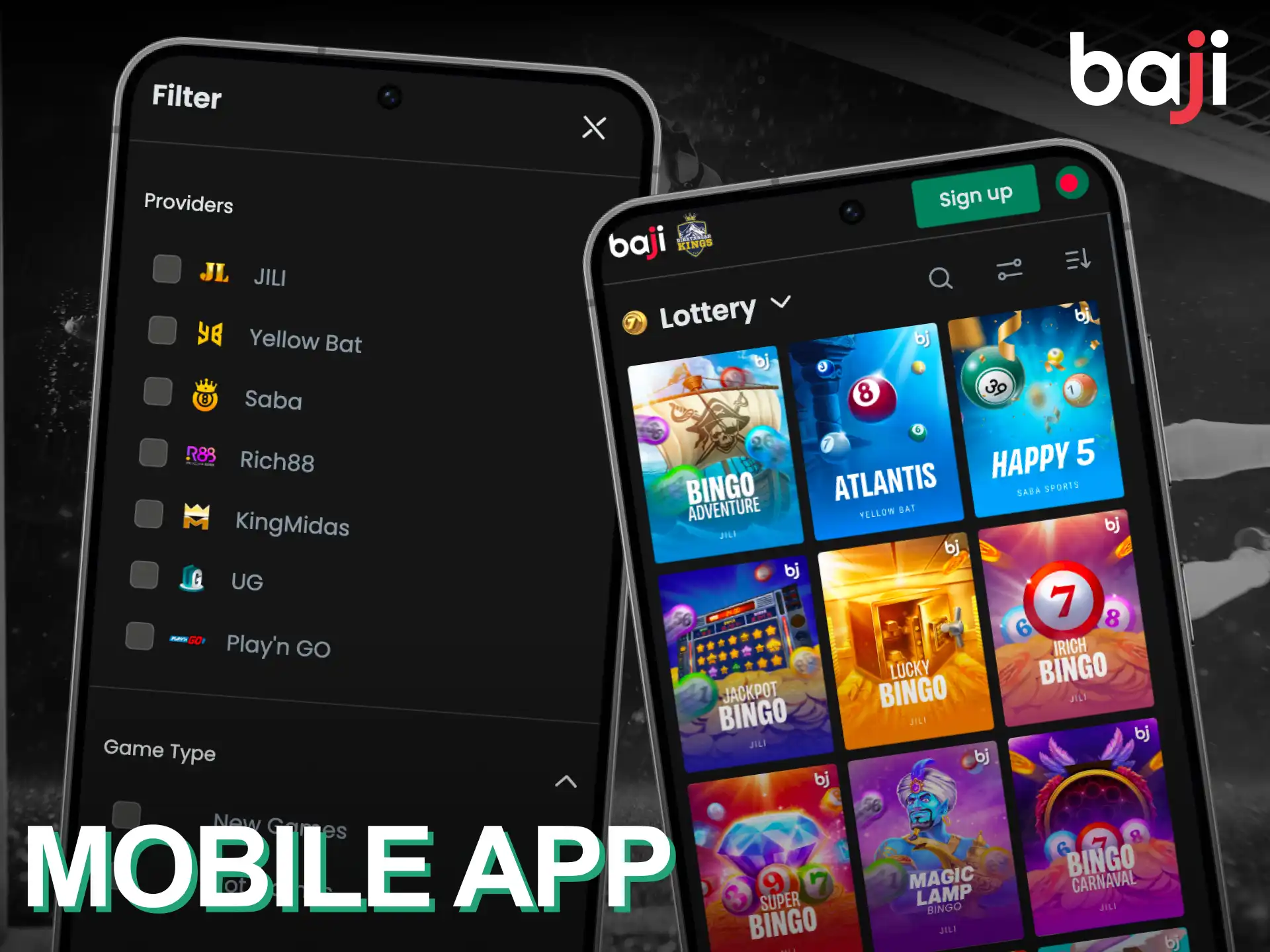 For Android users there is a special Baji mobile application.