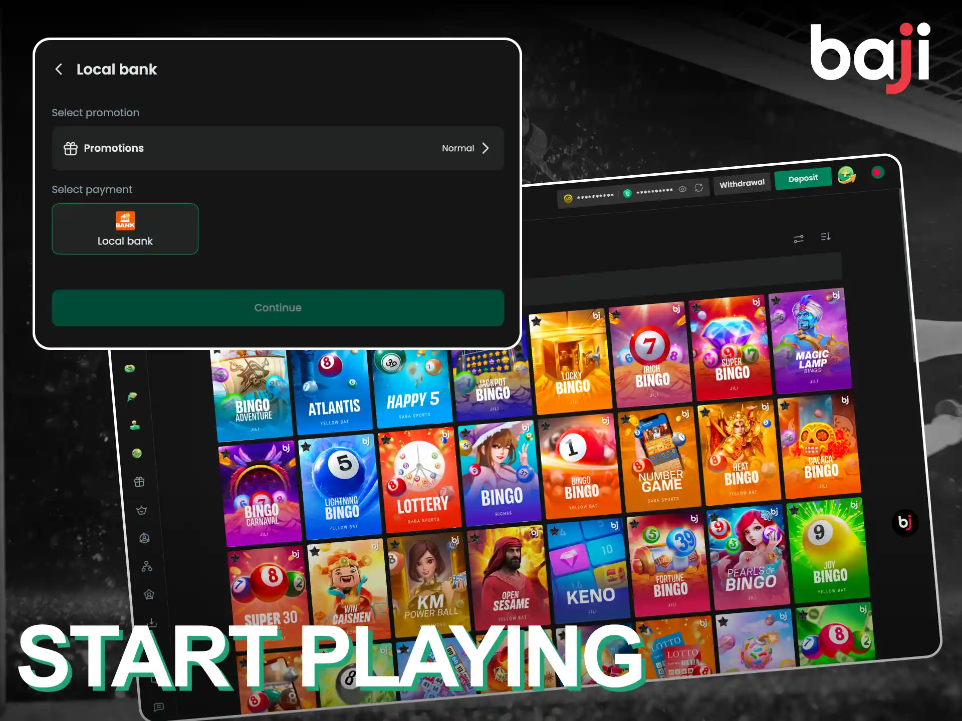 Register to start playing various lottery games at Baji Live.