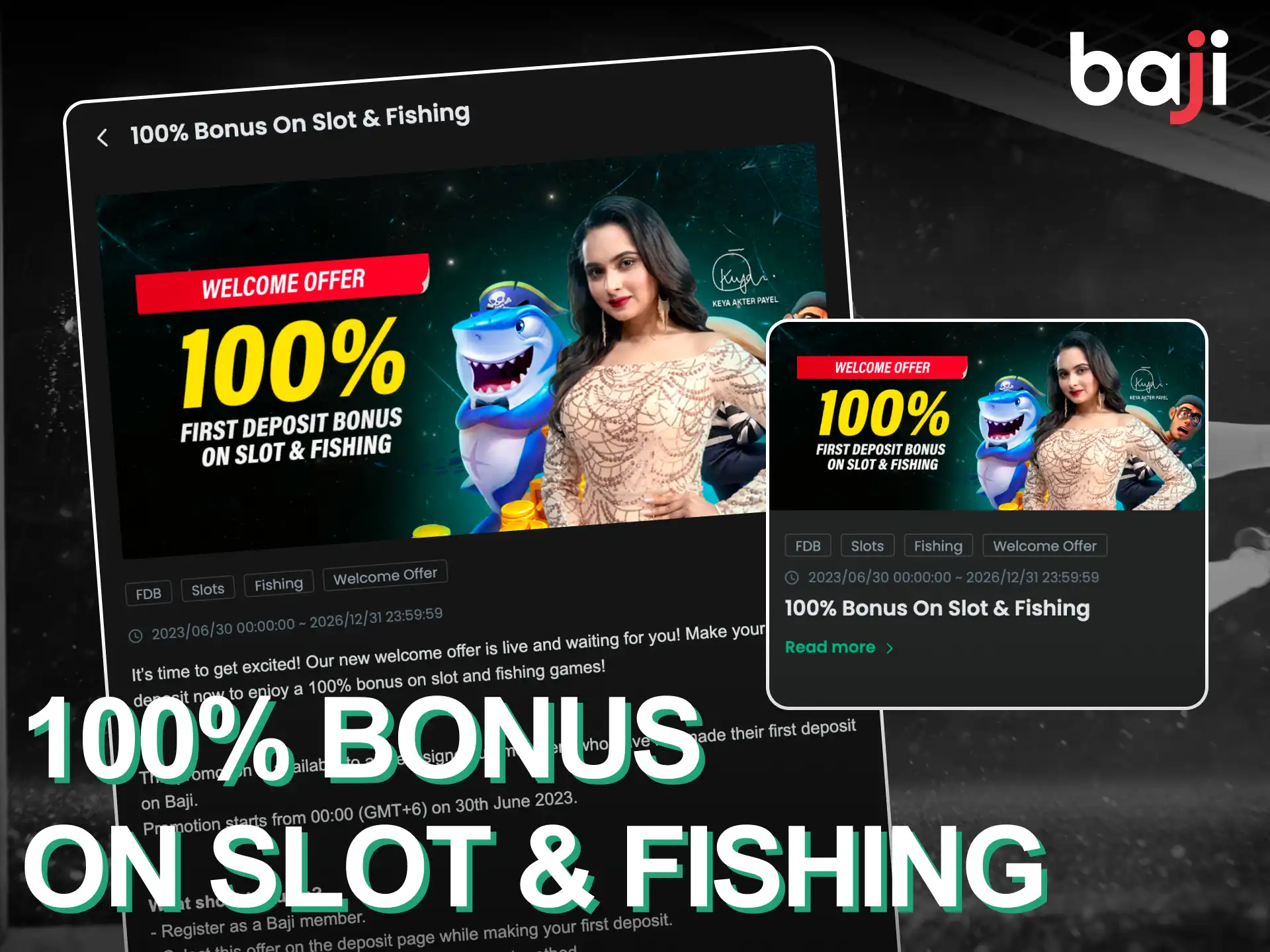 Get ready to enjoy a registration bonus on slot and fishing games at Baji Live.
