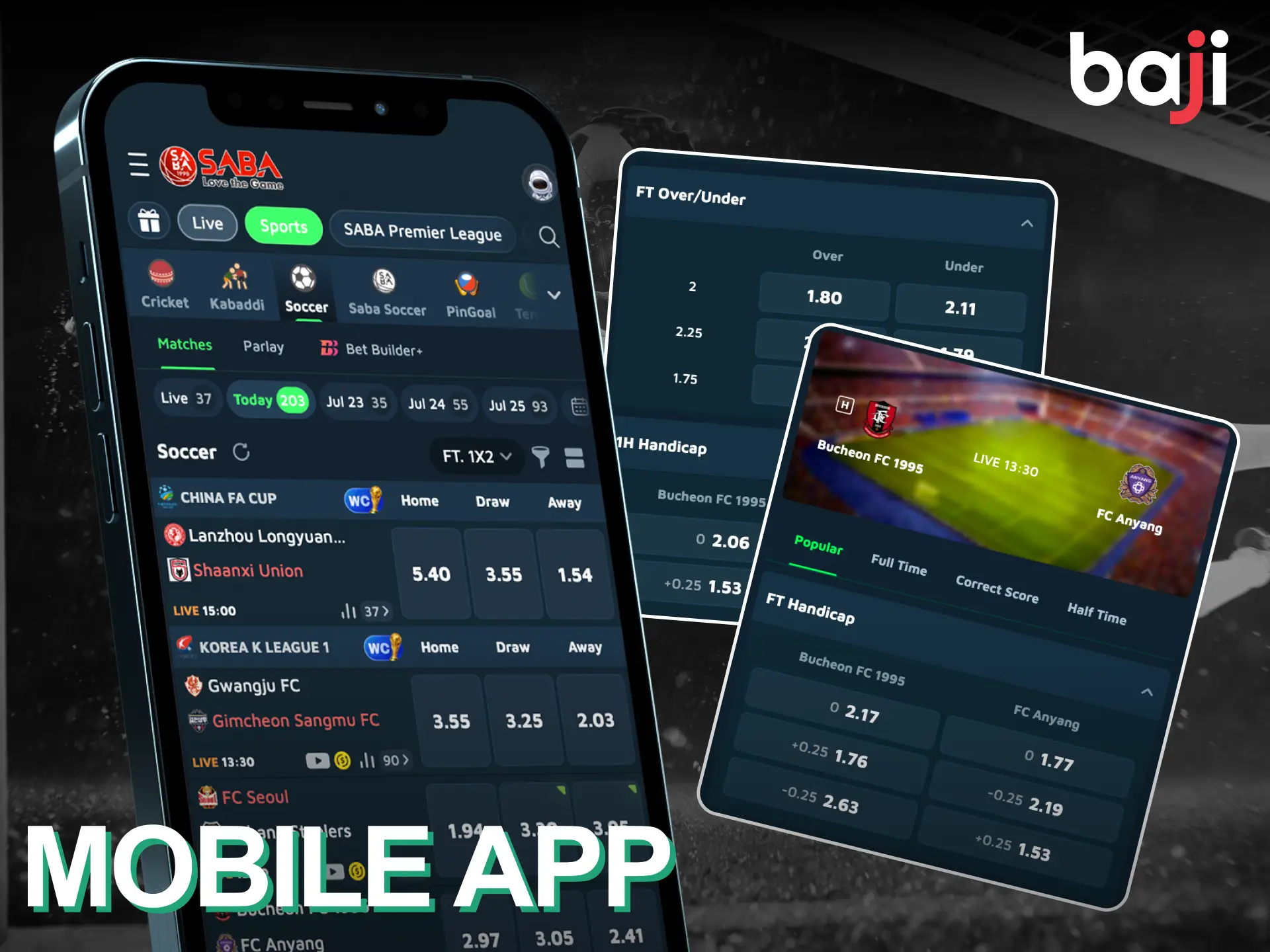 Betting on soccer with the Baji Live app is simple and convenient.
