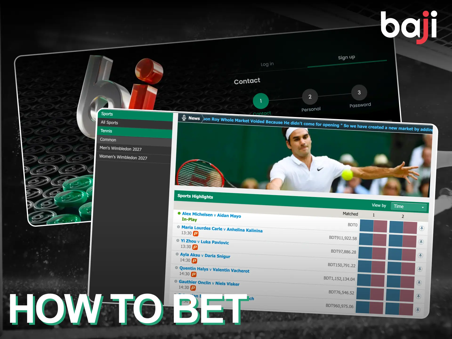 How to start betting on tennis at Baji Live.