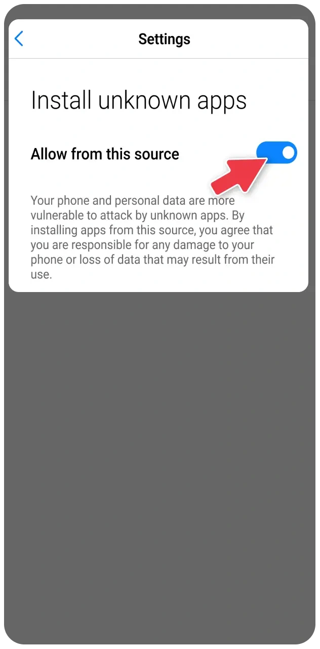 Enable the Baji Live app installation feature on your device.