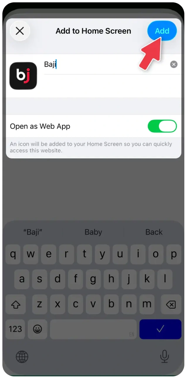 Add the Baji Live app on your home screen and then find it.