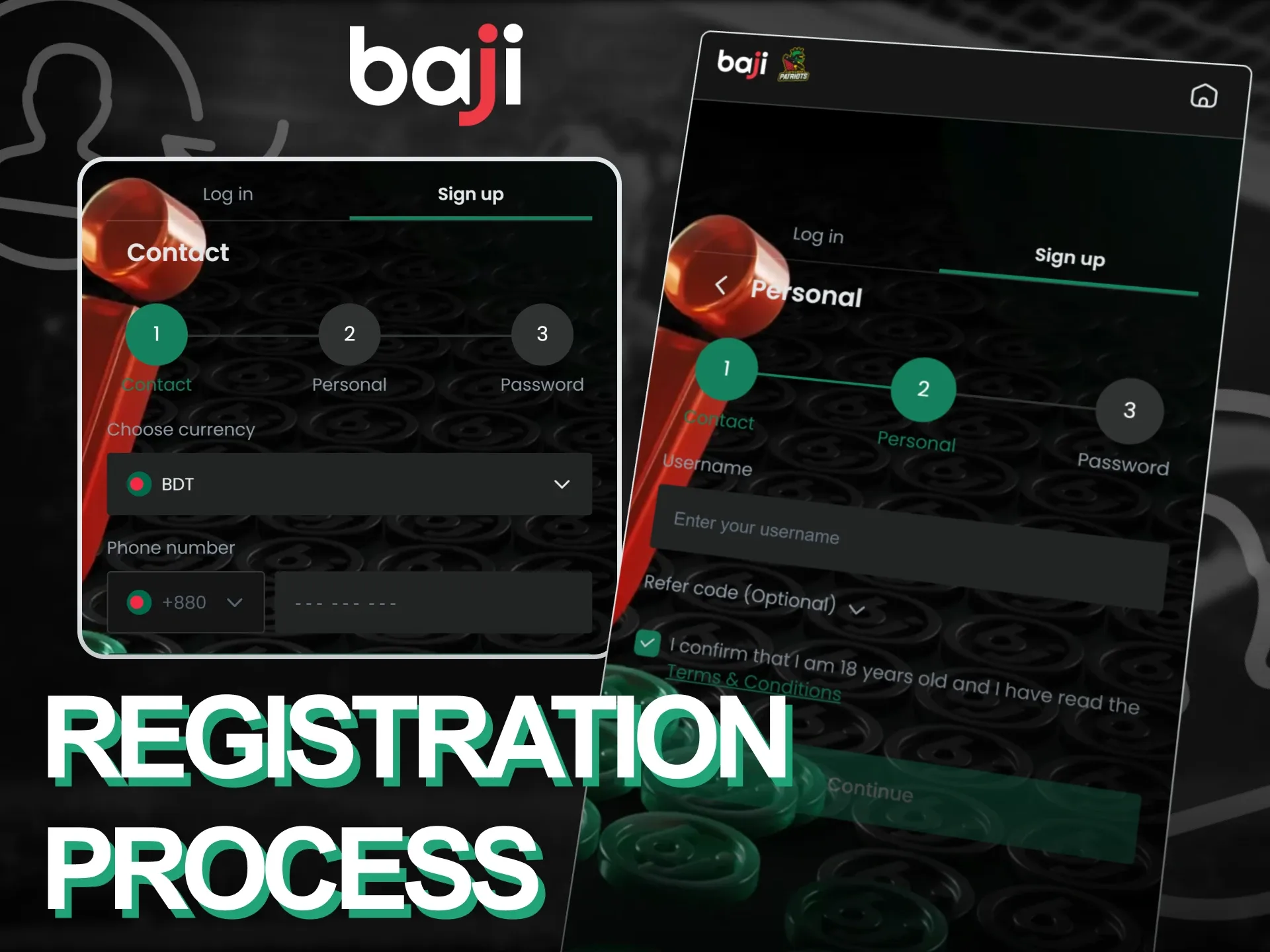 Follow the guide to start a registration process on Baji Live app.